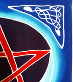 Red and Blue Pentacle Moon Pennant Banner Flag