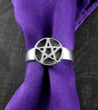 Pentagramm-oxidierter Ring mit breitem Band