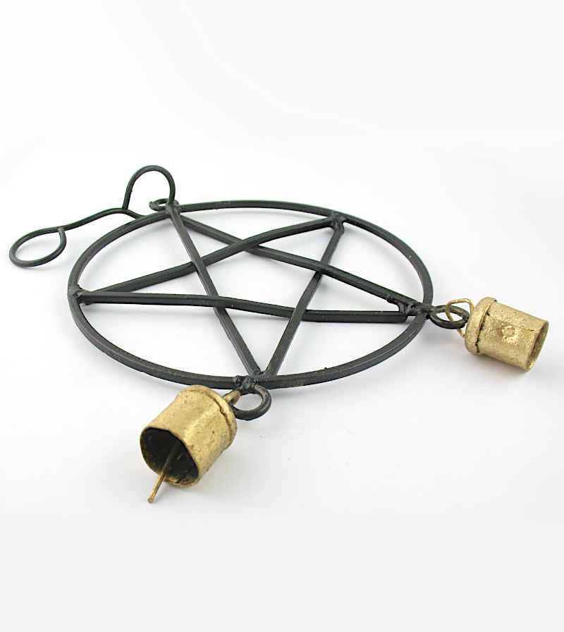2-Bell Black Iron Pentagram Wind Chime | woot & hammy