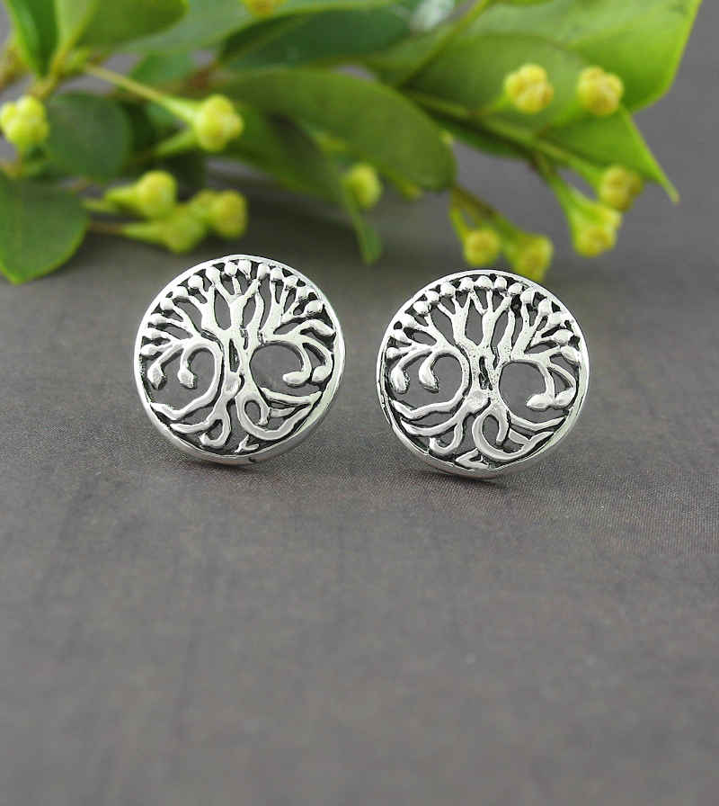 Small Round Tree of Life Post Earrings | woot & hammy