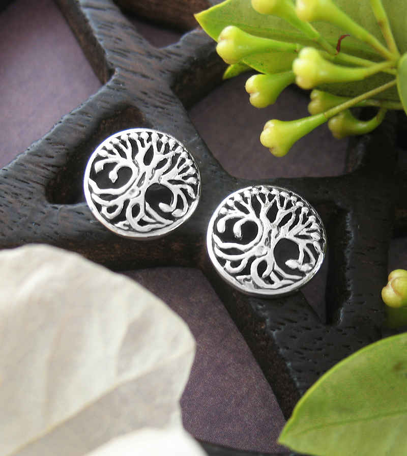 Small Round Tree of Life Post Earrings | woot & hammy