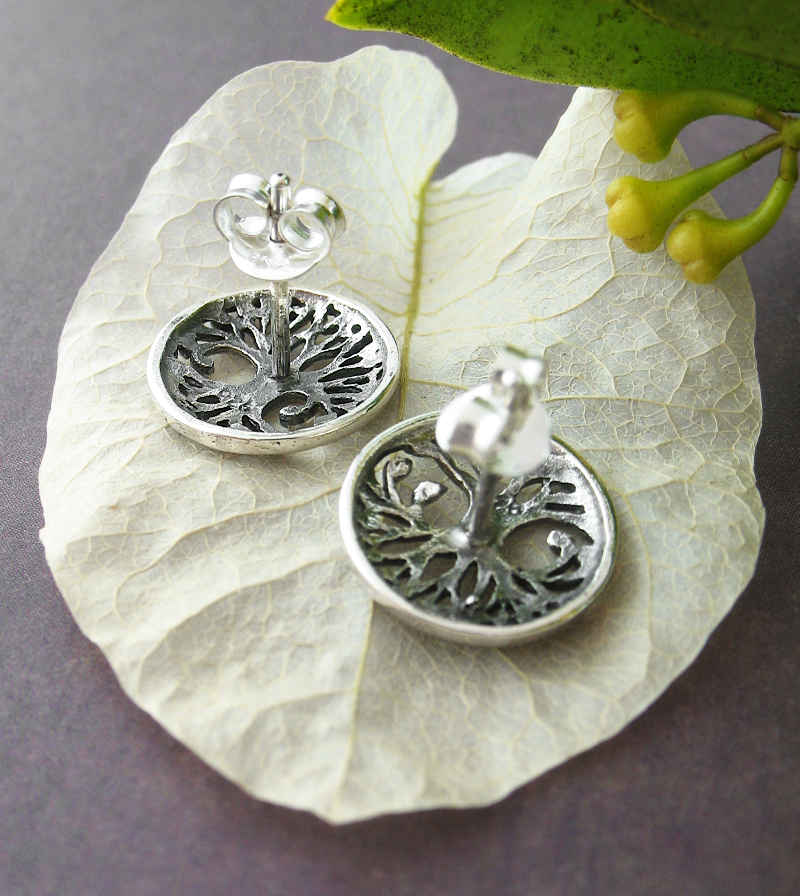 Small Round Tree of Life Post Earrings | woot & hammy