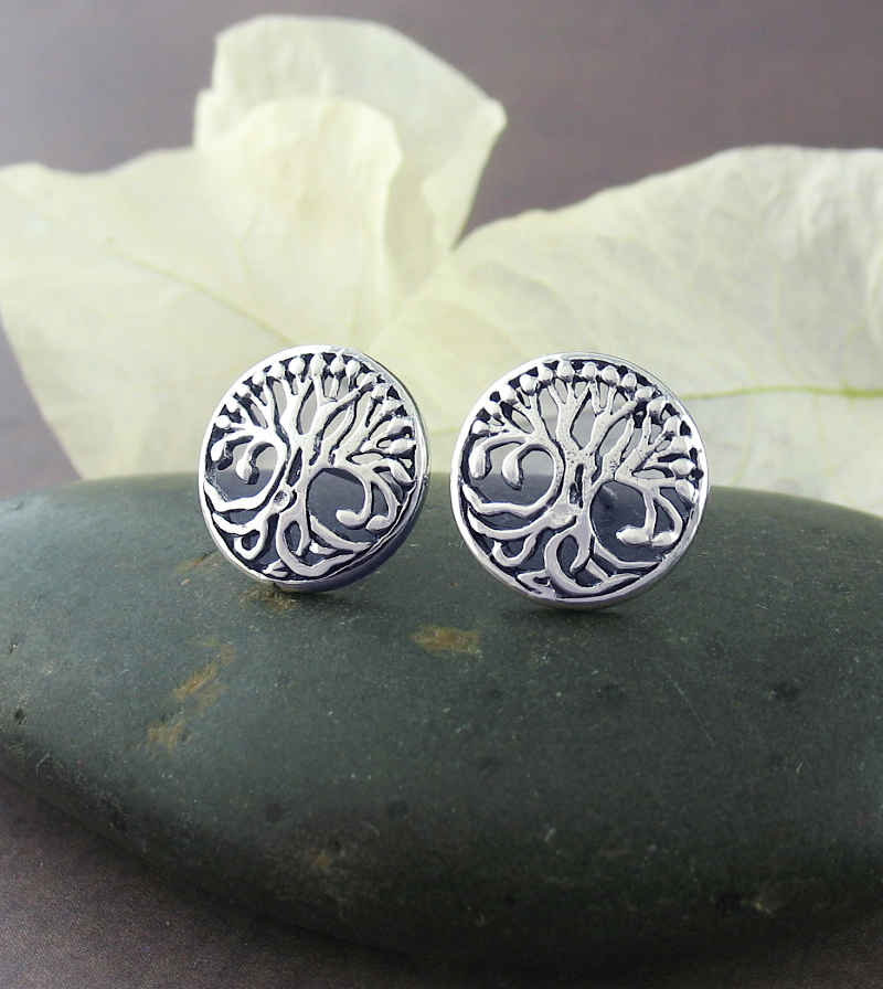 Small Round Tree of Life Post Earrings | woot & hammy