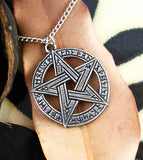 Pentacle Pendant With Runes and Alchemy Symbols in Pewter | woot & hammy