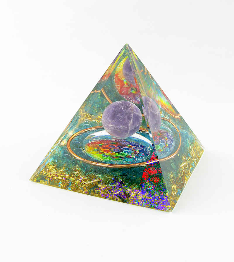 Amethyst Sphere With Mandala Orgonite Pyramid | woot & hammy