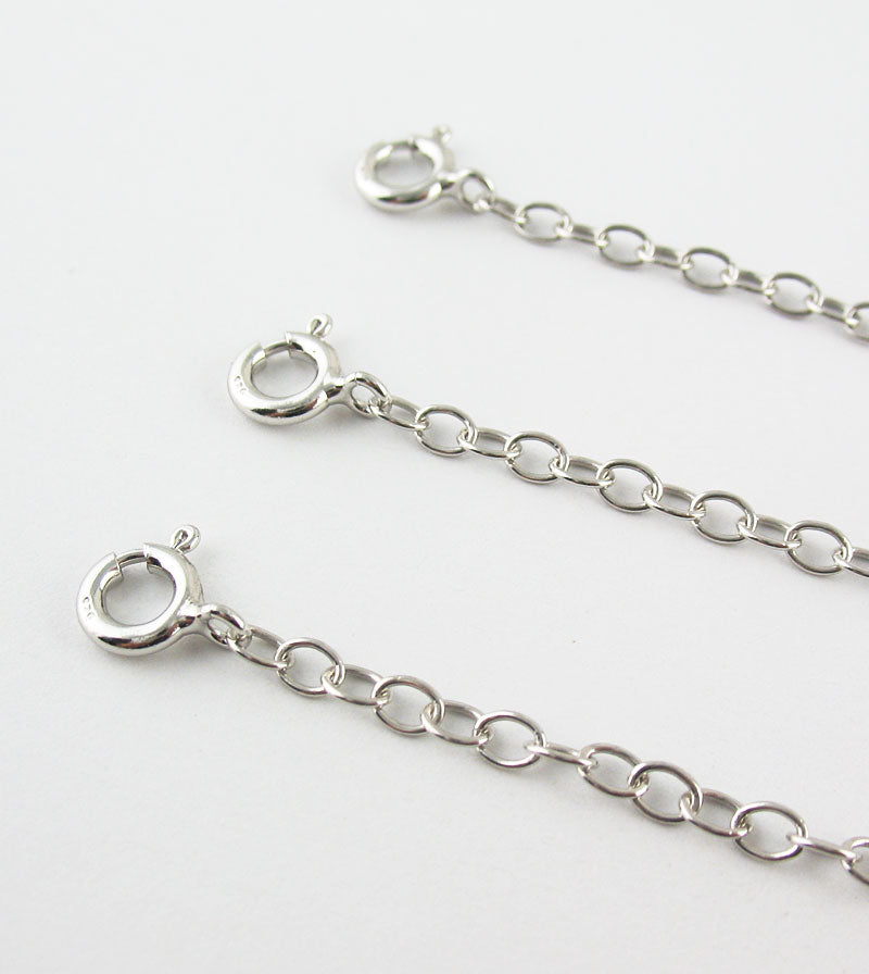 Extender Chains in Rhodium-Plated Sterling Silver