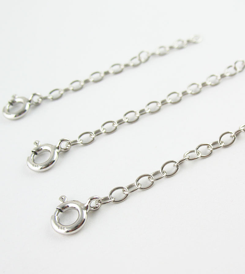 Extender Chains in Rhodium-Plated Sterling Silver