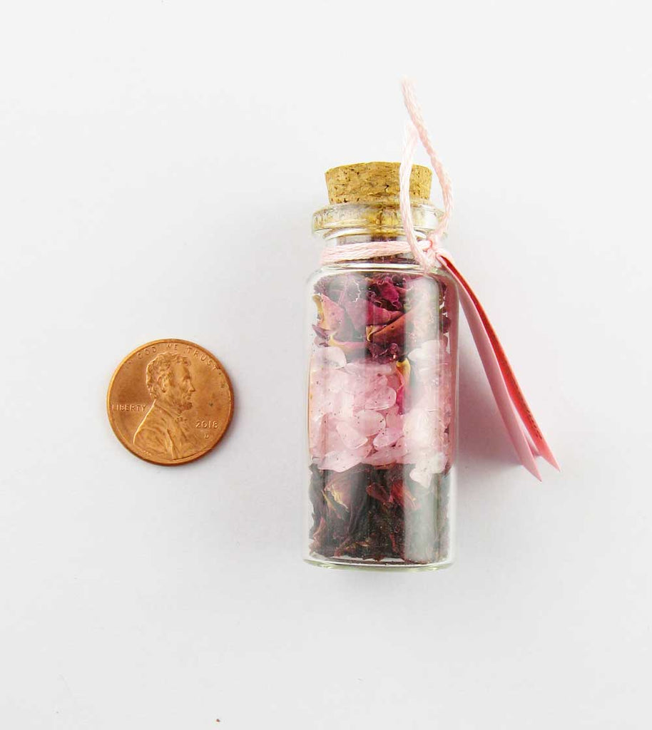 Romance Pocket Spell Bottle with Herbs & Stones