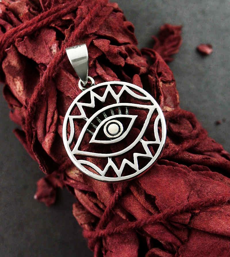 Round Evil Eye With Zig Zags Protective Pendant | woot & hammy