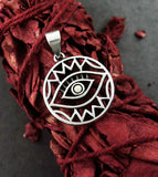 Round Evil Eye With Zig Zags Protective Pendant