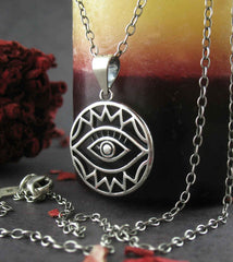 Round Evil Eye With Zig Zags Protective Pendant | woot & hammy