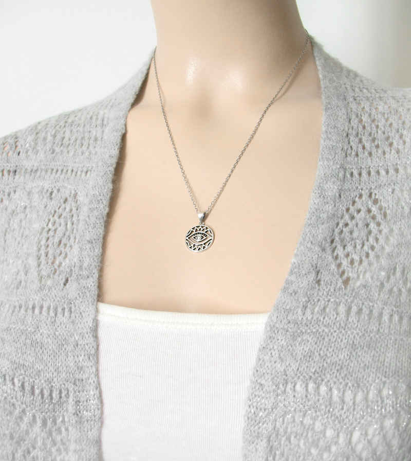 Round Evil Eye With Zig Zags Protective Pendant | woot & hammy