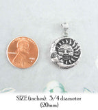 Exotic Sun and Crescent Moon Round Pendant | Woot & Hammy