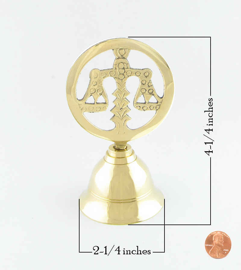 Scales of Justice Brass Altar Bell, 4-1/4 inches | Woot & Hammy