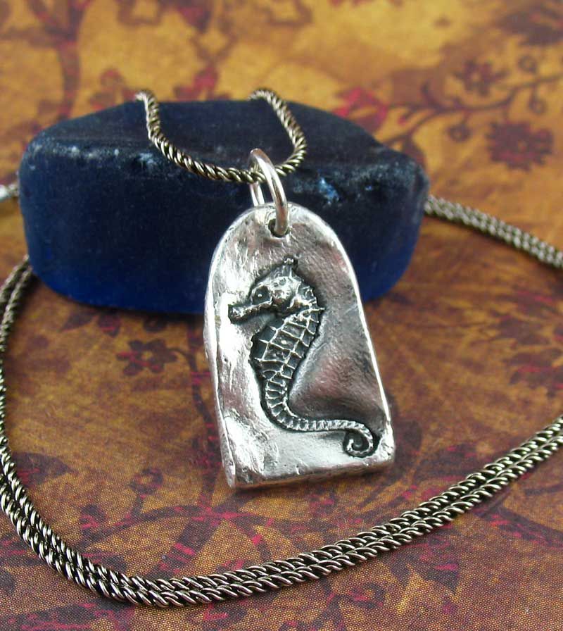 Tablet Seahorse Pendant, 100% Handmade & Cast from a Real Seahorse