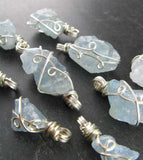 sky blue celestite pendant necklace silver plated wire wrapped protection healing stone celestine rock gem natural aqua rough gemstone various angles