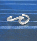 Simple Wave Outline Toe Midi Knuckle Ring, Adjustable