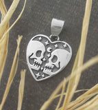 Heart-Shaped Nighttime Skeleton Lovers BFF Best Friends Couples Pendant | Woot & Hammy