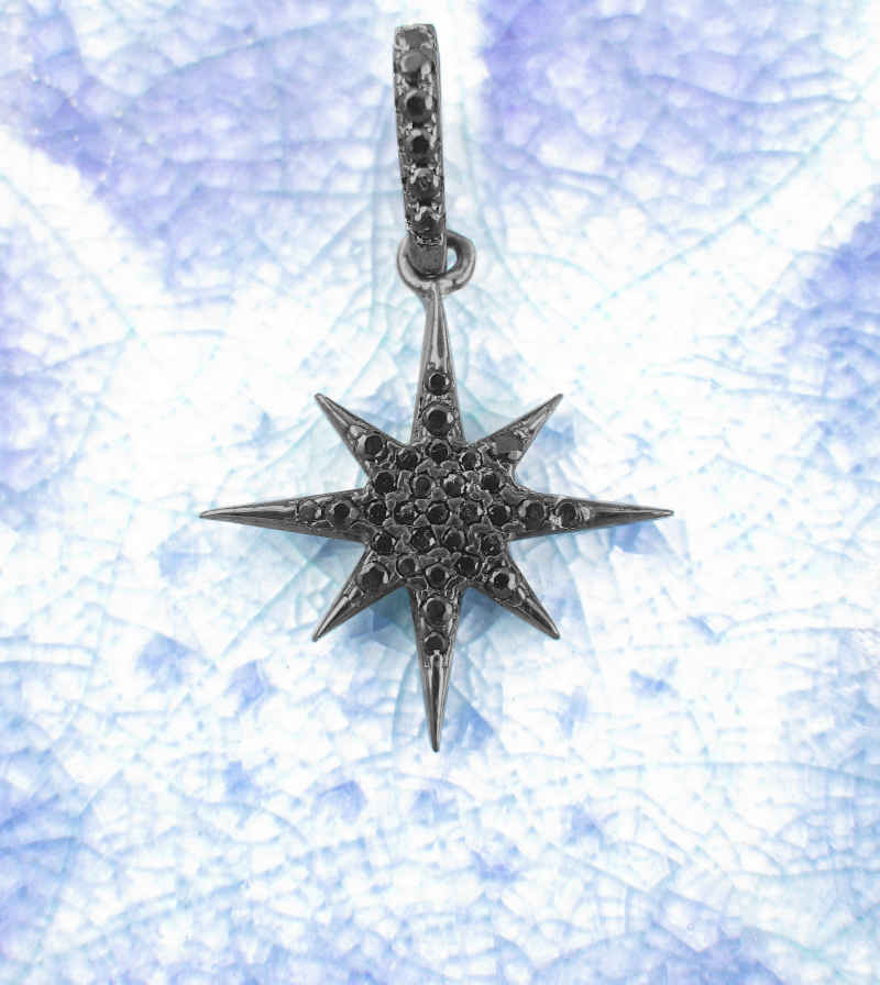 Small Black 8-Pointed Starburst With CZ Pendant | Woot & Hammy