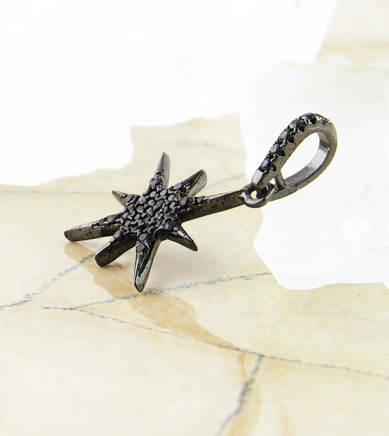 Small Black 8-Pointed Starburst With CZ Pendant | Woot & Hammy