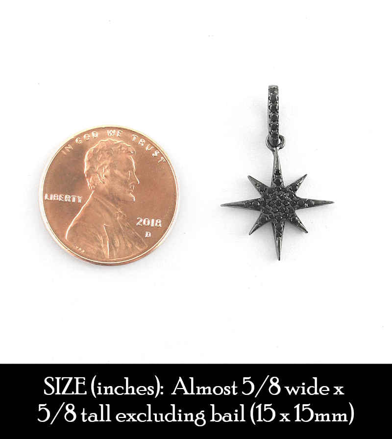 Small Black 8-Pointed Starburst With CZ Pendant | Woot & Hammy