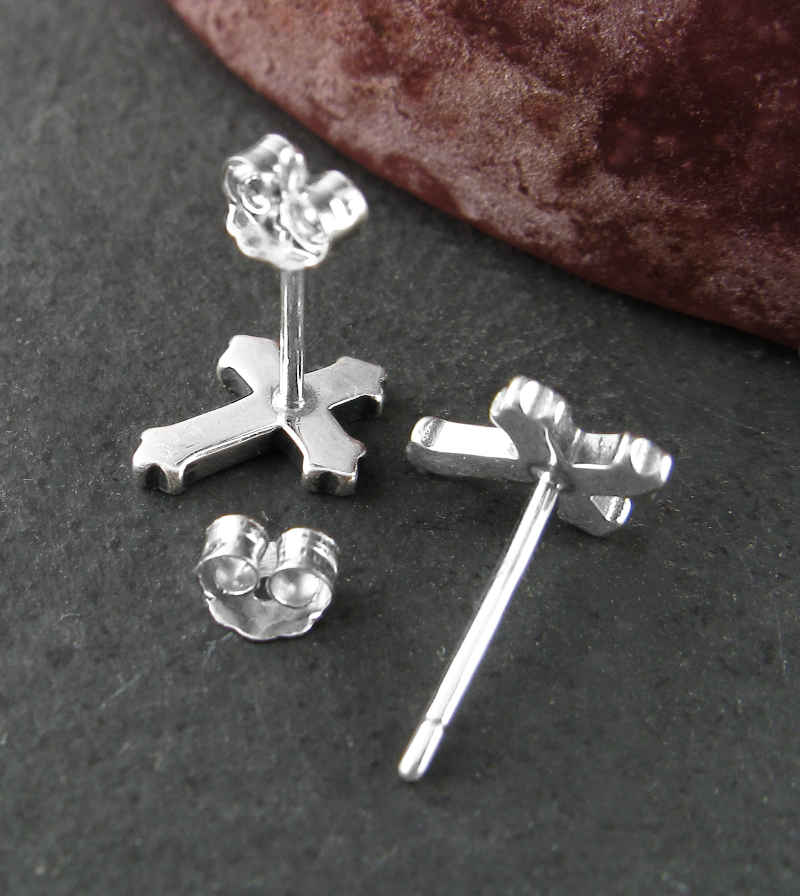 Small Black Cross Post Earrings | Woot & Hammy