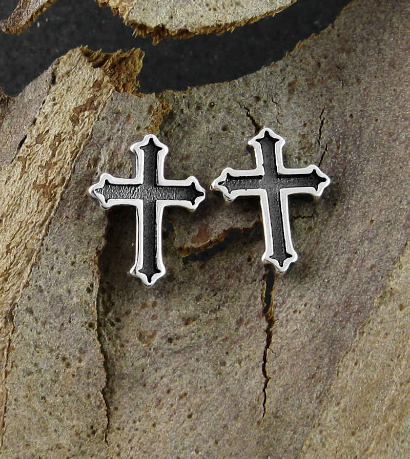 Small Black Cross Post Earrings | Woot & Hammy