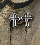 Small Black Cross Stud Earrings