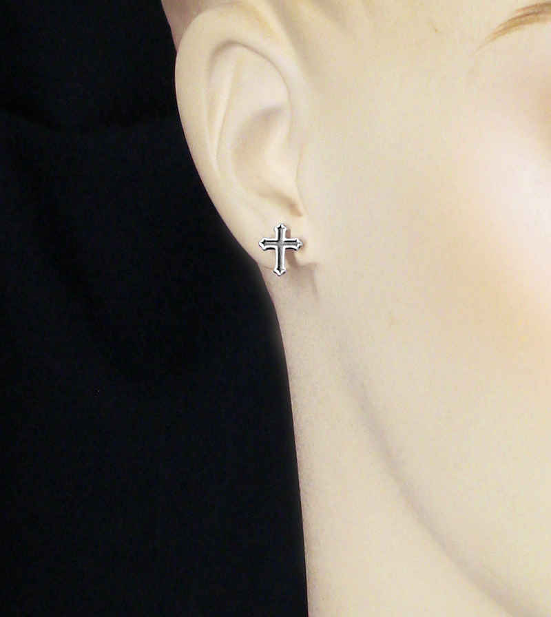 Small Black Cross Post Earrings | Woot & Hammy