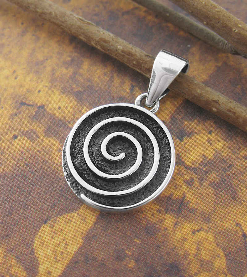 Small Spiral Swirl Oxidized Pendant | Woot & Hammy