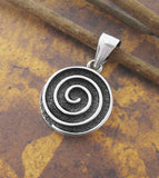Small Spiral Swirl Oxidized Pendant