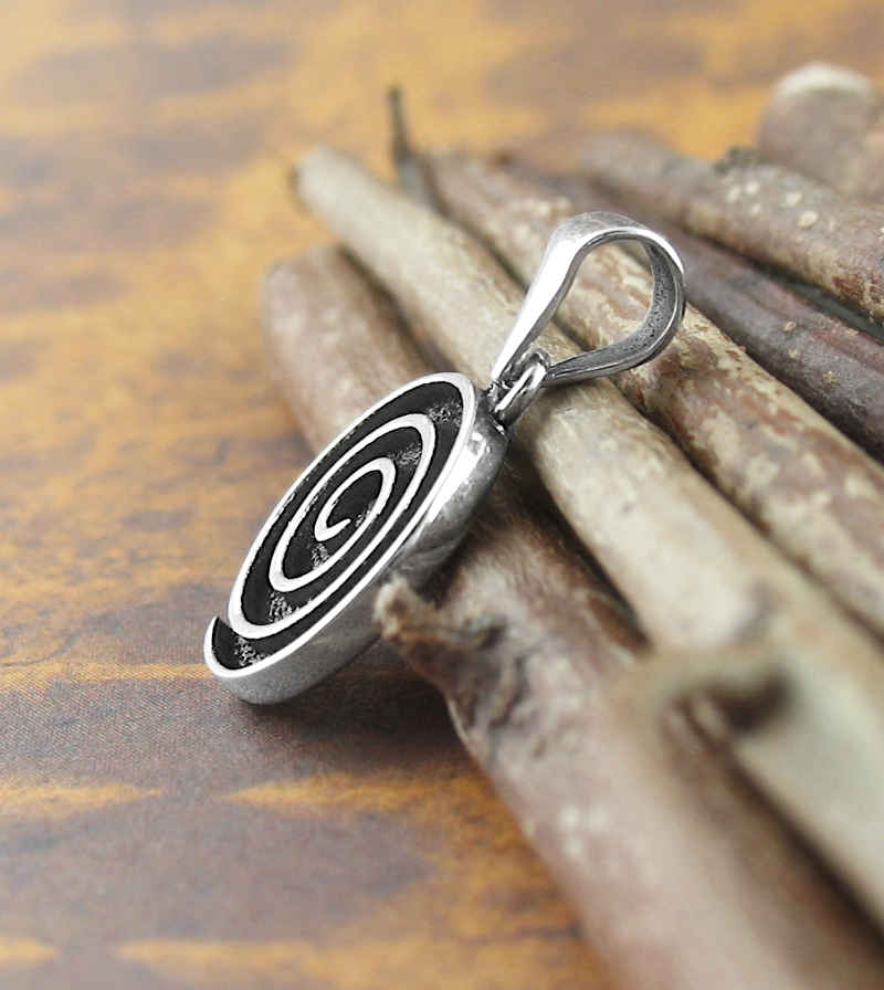 Small Spiral Swirl Oxidized Pendant | Woot & Hammy