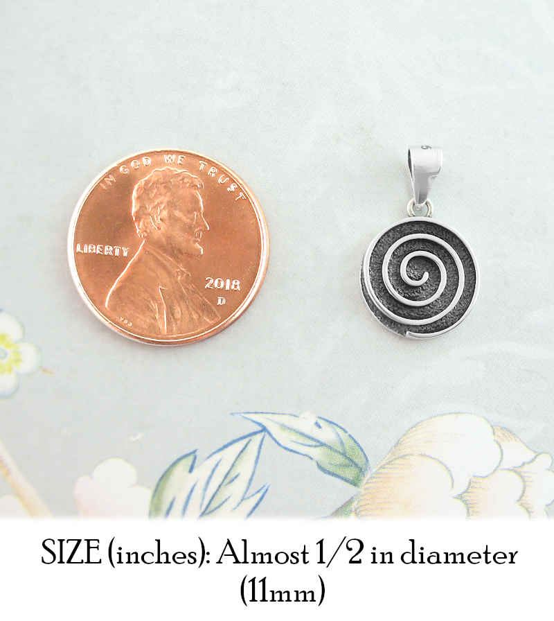 Small Spiral Swirl Oxidized Pendant | Woot & Hammy