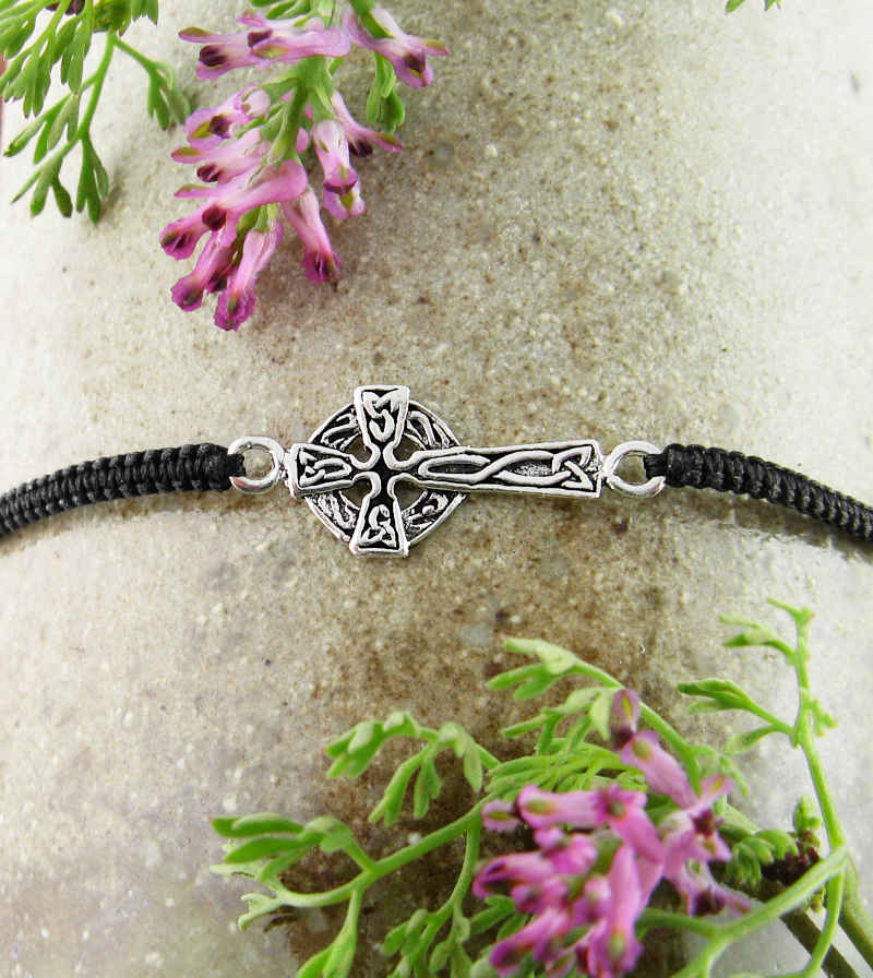 Small Sideways Celtic Cross Adjustable Slipknot Friendship Bracelet | Woot & Hammy