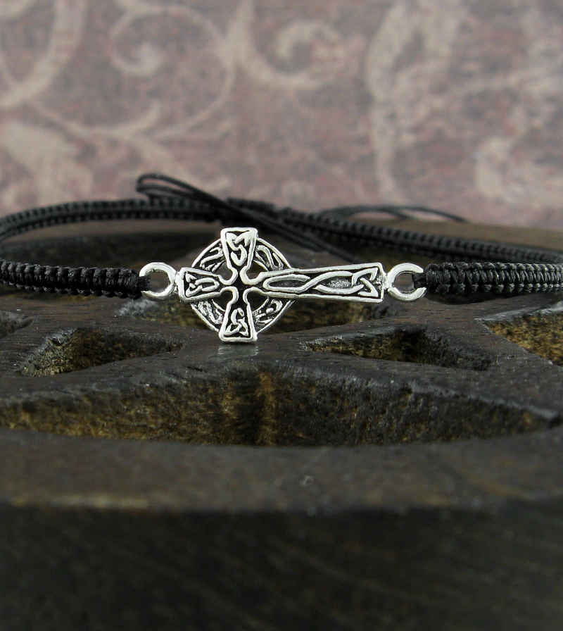 Small Sideways Celtic Cross Adjustable Slipknot Friendship Bracelet | Woot & Hammy