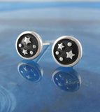 Tiny Stars and Planets Night Sky Stud Earrings
