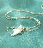 Gleaming Stingray with Whipping Tail Necklace Sterling Silver