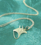 Gleaming Stingray with Whipping Tail Necklace Sterling Silver