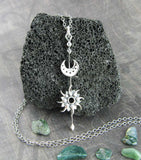 Sun & Moon Stick Pendant Necklace, Handmade **Pls. READ DESCRIPTION**