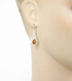 Fancy Baltic Amber Teardrop Dangle Earrings Sterling Silver Gemstone
