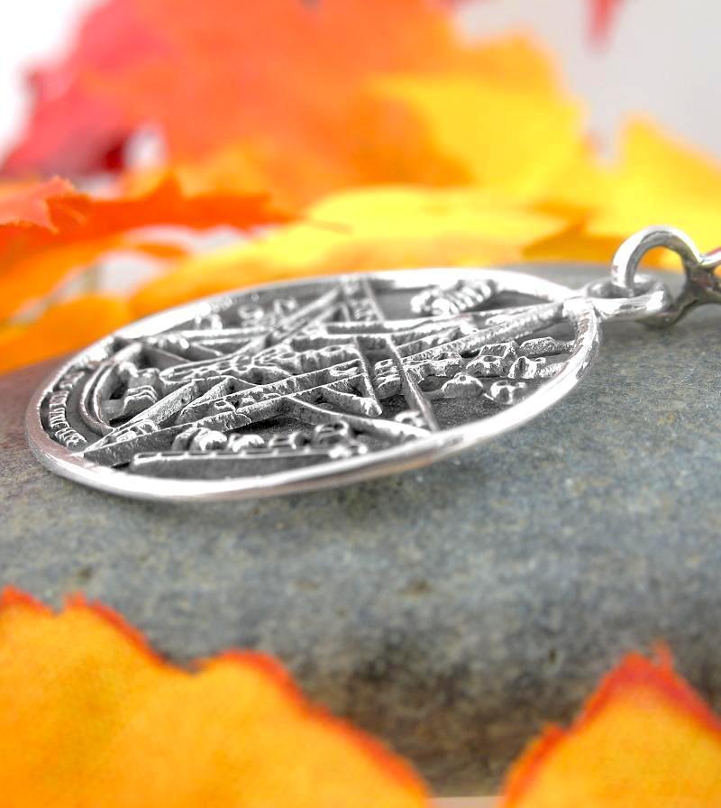 Pentacle TETRA-GRAMMA-TON Pendant With Inscription in Sterling