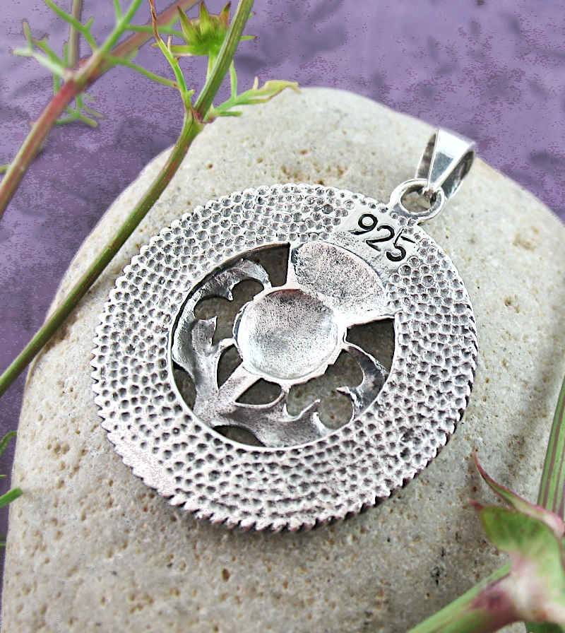 Thistle Framed In Round Celtic Knot Border Oxidized Pendant | Woot & Hammy