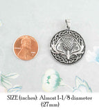 Thistle Framed In Round Celtic Knot Border Oxidized Pendant | Woot & Hammy