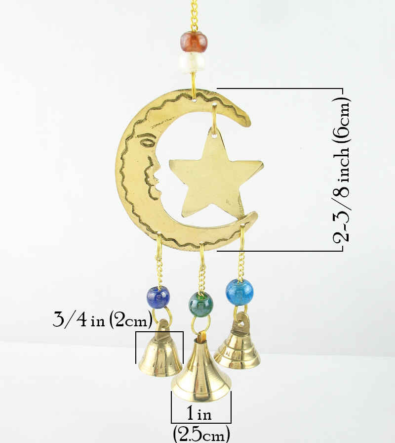 3-Bell Crescent Moon and Star Wind Chime | woot & hammy