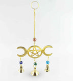 3-Bell Triple Moon and Pentagram Wind Chime