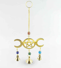 3-Bell Triple Moon and Pentagram Wind Chime | woot & hammy