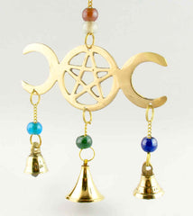 3-Bell Triple Moon and Pentagram Wind Chime | woot & hammy