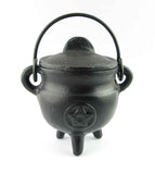 Heavy Cast Iron Cauldron Incense Burner Smudge Pot With Pentagram