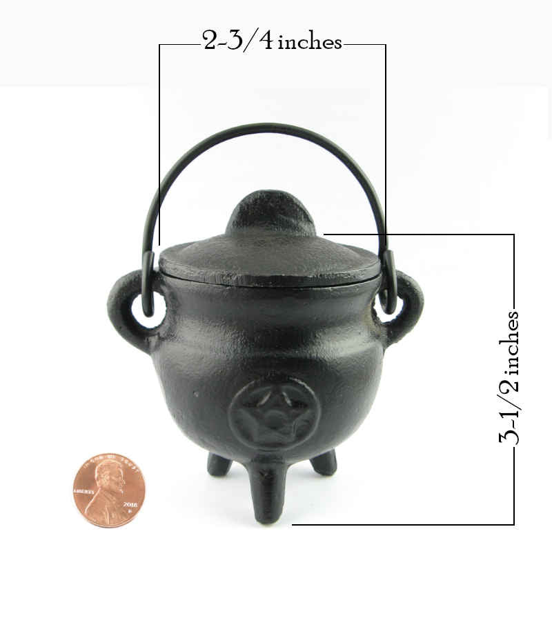Cast Iron Cauldron Incense Burner Smudge Pot With Pentagram | woot & hammy