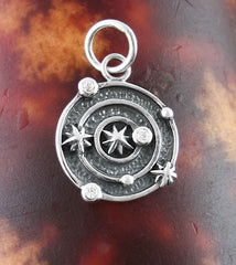 Stars & Planets Galaxy or Solar System Pendant with Crystals Sterling Silver